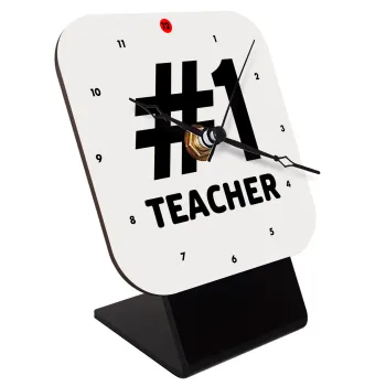 #1 teacher, Quartz Wooden table clock with hands (10cm)