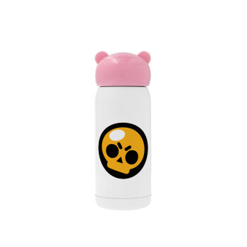 Brawl Stars Skull, Ροζ ανοξείδωτο παγούρι θερμό (Stainless steel), 320ml