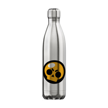 Brawl Stars Skull, Μεταλλικό παγούρι θερμός Inox (Stainless steel), διπλού τοιχώματος, 750ml