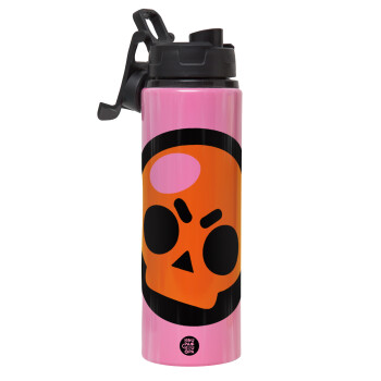 Brawl Stars Skull, Μεταλλικό παγούρι νερού με καπάκι ασφαλείας, αλουμινίου 850ml