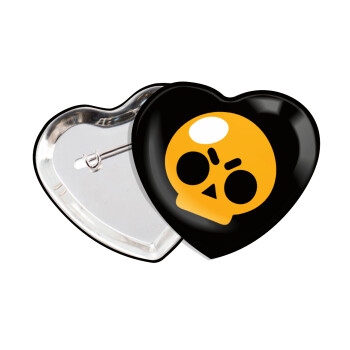 Brawl Stars Skull, Κονκάρδα παραμάνα καρδιά (57x52mm)