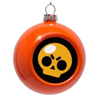 Brawl Stars Skull, Orange Christmas tree ornament bauble 8cm
