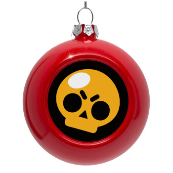 Brawl Stars Skull, Red Christmas tree ornament bauble 8cm
