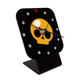 Brawl Stars Skull, Quartz Wooden table clock with hands (10cm)