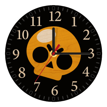 Brawl Stars Skull, Ρολόι τοίχου ξύλινο plywood (20cm)