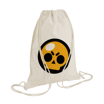 Brawl Stars Skull, Backpack bag GYMBAG natural (28x40cm)