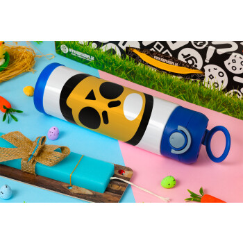 Brawl Stars Skull, Easter candle, Childrens hot water bottle, stainless steel, with safety straw, BLUE (500ml)