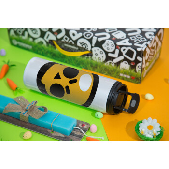 Brawl Stars Skull, Easter candle,Travel Tumbler 2 Lids, with metal straw & cleaning brush & aromatic flat candle (30cm) (BLUE)