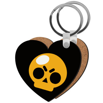 Brawl Stars Skull, Μπρελόκ Ξύλινο καρδιά MDF