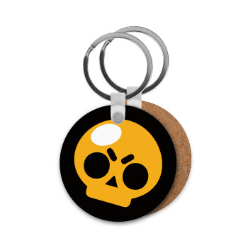 Brawl Stars Skull, Μπρελόκ Ξύλινο στρογγυλό MDF Φ5cm
