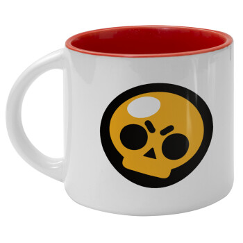 Brawl Stars Skull, Κούπα κεραμική 400ml Λευκή/Κόκκινη