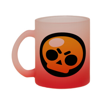 Brawl Stars Skull, Κούπα γυάλινη δίχρωμη με βάση το κόκκινο ματ, 330ml