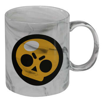 Brawl Stars Skull, Κούπα κεραμική, marble style (μάρμαρο), 330ml