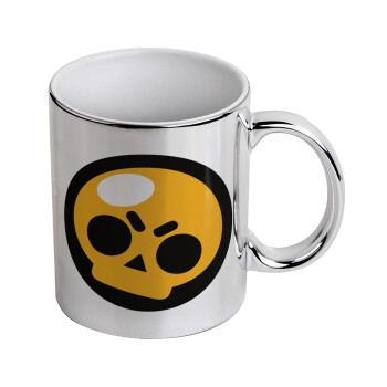 Brawl Stars Skull, Mug ceramic, silver mirror, 330ml