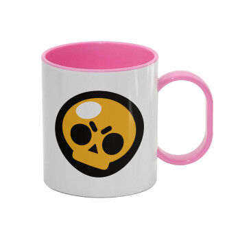 Brawl Stars Skull, Κούπα (πλαστική) (BPA-FREE) Polymer Ροζ για παιδιά, 330ml