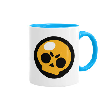 Brawl Stars Skull, Κούπα χρωματιστή γαλάζια, κεραμική, 330ml