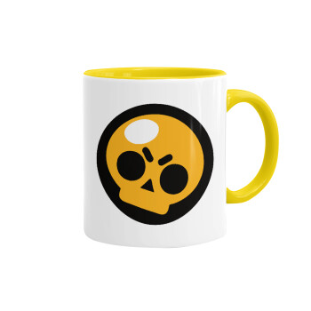 Brawl Stars Skull, Mug colored yellow, ceramic, 330ml