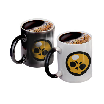 Brawl Stars Skull, Color changing magic Mug, ceramic, 330ml when adding hot liquid inside, the black colour desappears (1 pcs)