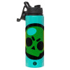 Metallic water bottle with safety lid, 850ml aluminum