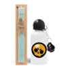 Easter Set, metallic aluminum water bottle (500ml) & scented flat candle (30cm) (TURQUOISE)