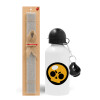 Easter Set, metallic aluminum water bottle (500ml) & aromatic flat Easter candle (30cm) (GRAY)