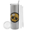Tumbler stainless steel Silver 600ml, with metal straw & cleaning brush
