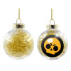 Transparent Christmas tree ball ornament with gold filling 8cm