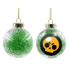 Transparent Christmas tree ball ornament with green filling 8cm