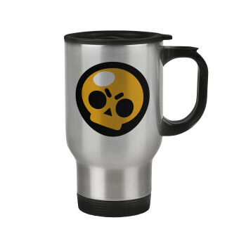 Brawl Stars Skull, Stainless steel travel mug with lid, double wall 450ml