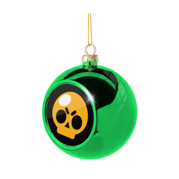 Brawl Stars Skull, Χριστουγεννιάτικη μπάλα δένδρου Πράσινη 8cm
