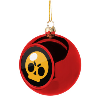 Brawl Stars Skull, Χριστουγεννιάτικη μπάλα δένδρου Κόκκινη 8cm