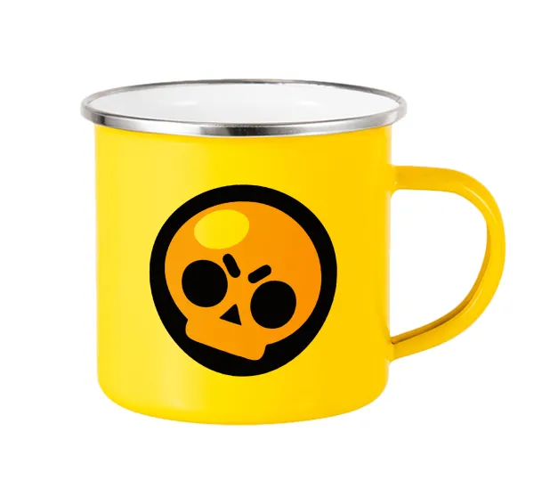Brawl Stars Skull — Yellow Enamel Metallic Cup 360ml