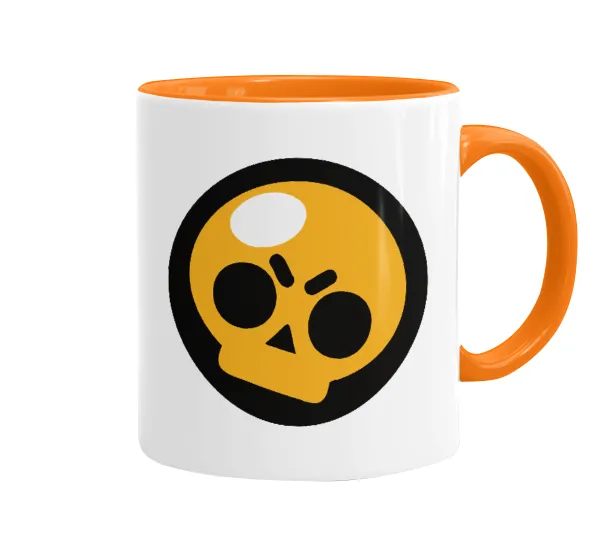 Brawl Stars Skull — Κούπα χρωματιστή πορτοκαλί, κεραμική, 330ml