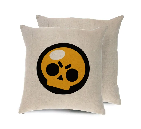 Brawl Stars Skull — Linen sofa cushion, 40x40cm, filling included