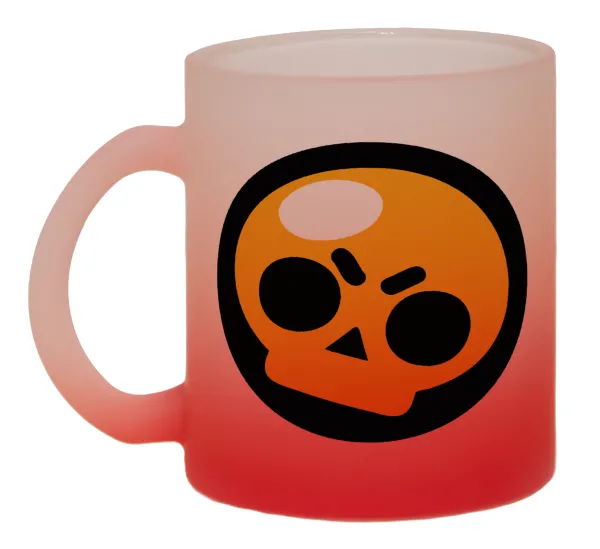 Brawl Stars Skull — Two-tone glass mug with matte red base, 330ml