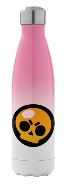Brawl Stars Skull — Metal mug thermos Pink/White (Stainless steel), double wall, 500ml
