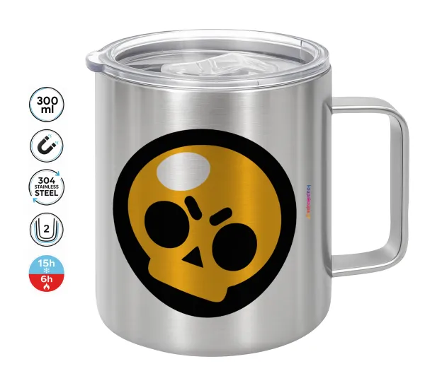 Brawl Stars Skull — Double-walled stainless steel mug 300ml with temperature-retaining lid