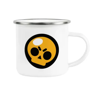 Brawl Stars Skull, Metallic enamel cup white 360ml