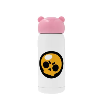 Brawl Stars Skull, Ροζ ανοξείδωτο παγούρι θερμό (Stainless steel), 320ml
