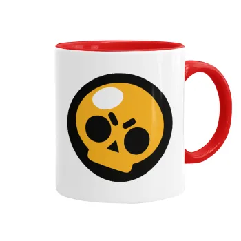 Brawl Stars Skull, Κούπα χρωματιστή κόκκινη, κεραμική, 330ml