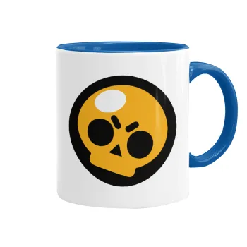 Brawl Stars Skull, Κούπα χρωματιστή μπλε, κεραμική, 330ml