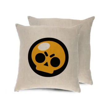 Brawl Stars Skull, Μαξιλάρι καναπέ ΛΙΝΟ 40x40cm περιέχεται το  γέμισμα