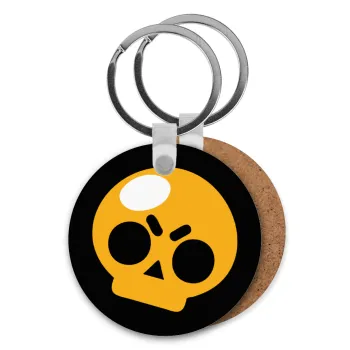 Brawl Stars Skull, Μπρελόκ Ξύλινο στρογγυλό MDF Φ5cm