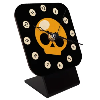 Brawl Stars Skull, Quartz Table clock in natural wood (10cm)