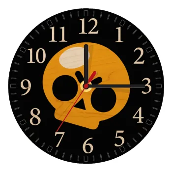 Brawl Stars Skull, Ρολόι τοίχου ξύλινο plywood (20cm)