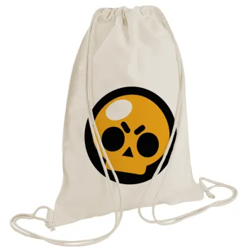 Brawl Stars Skull, Τσάντα πλάτης πουγκί GYMBAG natural (28x40cm)