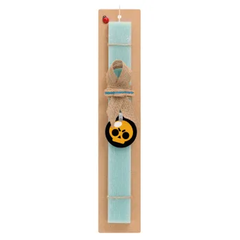 Brawl Stars Skull, Easter Set, wooden keychain & aromatic flat Easter candle (30cm) (TURQUOISE)