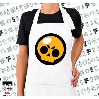 Brawl Stars Skull, Ποδιά μακριά Σεφ ολόσωμη με τσέπες white (ΕΝΗΛΙΚΩΝ)
