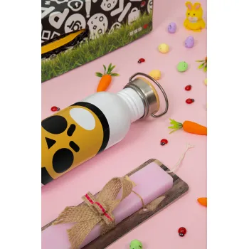 Brawl Stars Skull, Easter Set, SS Metallic water bottle (620ml, stainless steel) & scented flat Easter candle (30cm) (PINK)