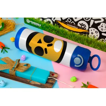 Brawl Stars Skull, Easter candle, Childrens hot water bottle, stainless steel, with safety straw, BLUE (500ml)